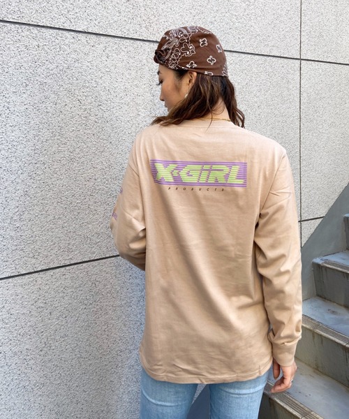 X-girl（エックスガール）の「【ZOZOタウン限定アイテム】X-girl/エックスガール 　ビッグシルエット  バックプリントロンT   105213011027（Tシャツ/カットソー・レディース・ホワイト/ベージュ/ブラック/パープル・M/L）」の11枚目の写真