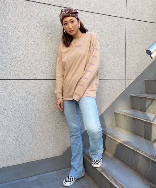 X-girl（エックスガール）の「【ZOZOタウン限定アイテム】X-girl/エックスガール 　ビッグシルエット  バックプリントロンT   105213011027（Tシャツ/カットソー・レディース・ホワイト/ベージュ/ブラック/パープル・M/L）」の12枚目の写真