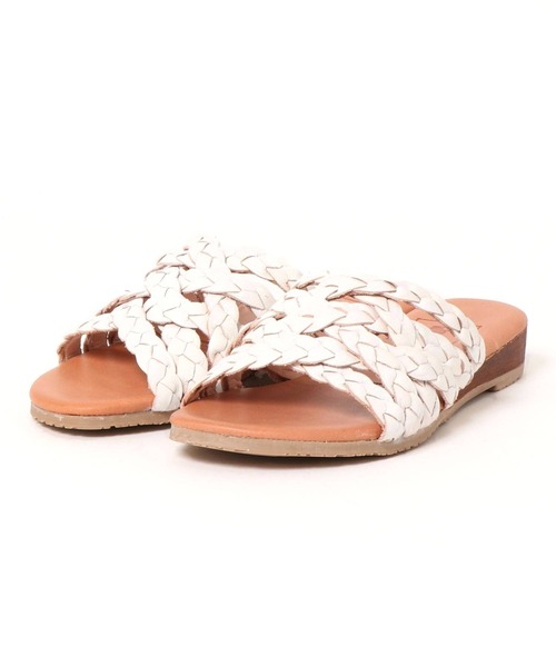 WOVEN（ウーヴン）の「WOVEN (ウーヴン) / レザーメッシュサンダル メキシコ製（サンダル・レディース・ホワイト/ブラック/シルバー・6/8/5/7）」の2枚目の写真