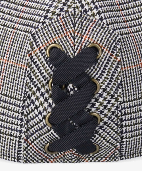 Chapeau d' O(シャポードオー)の「Chapeau d' O Check Lace-up Cap(キャップ・レディース・グレー/ブラウン/グリーン・57cm)」の15枚目の写真