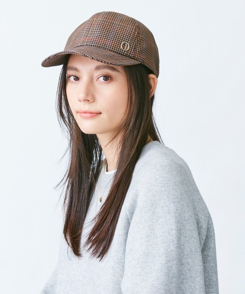 Chapeau d' O(シャポードオー)の「Chapeau d' O Check Lace-up Cap(キャップ・レディース・グレー/ブラウン/グリーン・57cm)」の6枚目の写真