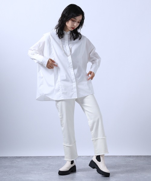 HARE（ハレ）の「ロールアップデザインストレートデニムパンツ(HARE)（デニムパンツ・レディース・ホワイト/ブラック/ブルー・S/M）」の10枚目の写真