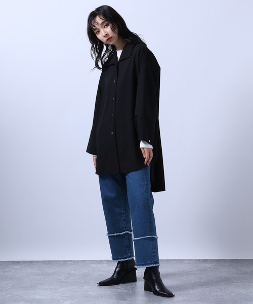 HARE（ハレ）の「ロールアップデザインストレートデニムパンツ(HARE)（デニムパンツ・レディース・ホワイト/ブラック/ブルー・S/M）」の8枚目の写真