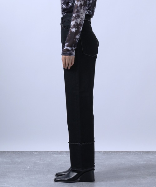 HARE（ハレ）の「ロールアップデザインストレートデニムパンツ(HARE)（デニムパンツ・レディース・ホワイト/ブラック/ブルー・S/M）」の21枚目の写真