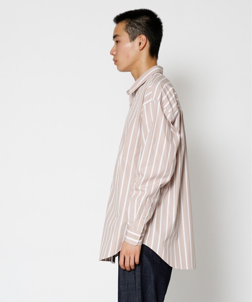 UNDECORATED（アンデコレイテッド）の「UNDECORATED アンデコレイテッド / Hi Count Cotton Stripe L/S Shirt 高密度コットン ストライプ オーバーサイズ長袖シャツ / UDS22204（シャツ/ブラウス・メンズ・ベージュ/ブルー・3/2/1）」の7枚目の写真