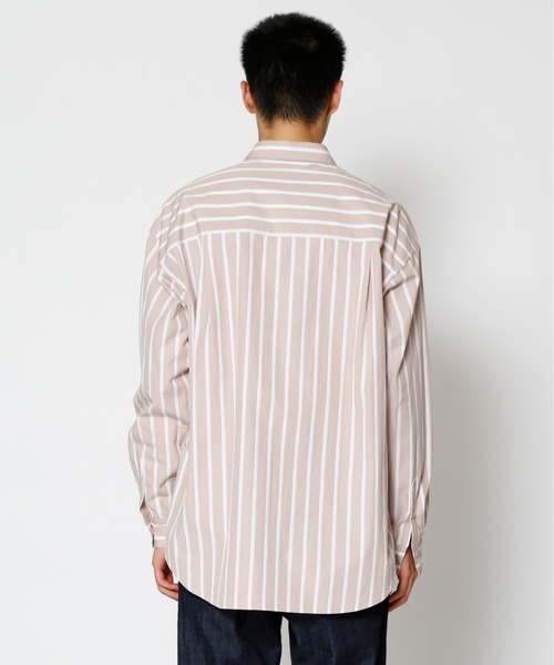 UNDECORATED（アンデコレイテッド）の「UNDECORATED アンデコレイテッド / Hi Count Cotton Stripe L/S Shirt 高密度コットン ストライプ オーバーサイズ長袖シャツ / UDS22204（シャツ/ブラウス・メンズ・ベージュ/ブルー・3/2/1）」の12枚目の写真