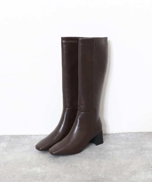 archives（アルシーヴ）の「スクエアロングブーツ（ブーツ・レディース・ブラック/ブラウン・MEDIUM/LARGE）」の2枚目の写真