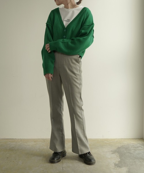 Lull(ルル)の「【Lull / ルル】ショートVネックニットカーディガン(カーディガン/ボレロ・レディース・オレンジ/グリーン/ライム/ブルー/パープル/ブラック・ONESIZE)」の9枚目の写真