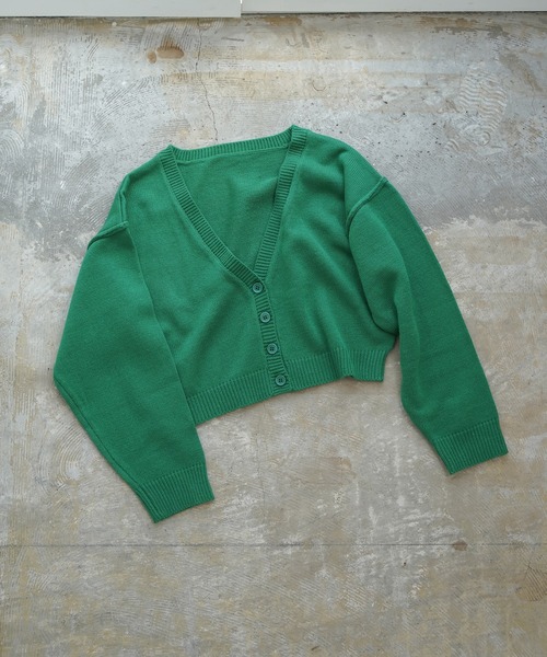 Lull(ルル)の「【Lull / ルル】ショートVネックニットカーディガン(カーディガン/ボレロ・レディース・オレンジ/グリーン/ライム/ブルー/パープル/ブラック・ONESIZE)」の10枚目の写真