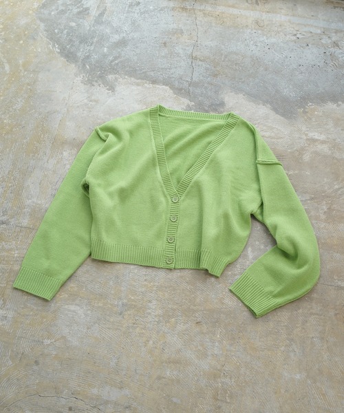 Lull(ルル)の「【Lull / ルル】ショートVネックニットカーディガン(カーディガン/ボレロ・レディース・オレンジ/グリーン/ライム/ブルー/パープル/ブラック・ONESIZE)」の15枚目の写真