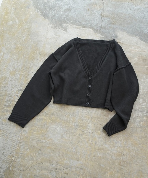 Lull(ルル)の「【Lull / ルル】ショートVネックニットカーディガン(カーディガン/ボレロ・レディース・オレンジ/グリーン/ライム/ブルー/パープル/ブラック・ONESIZE)」の14枚目の写真