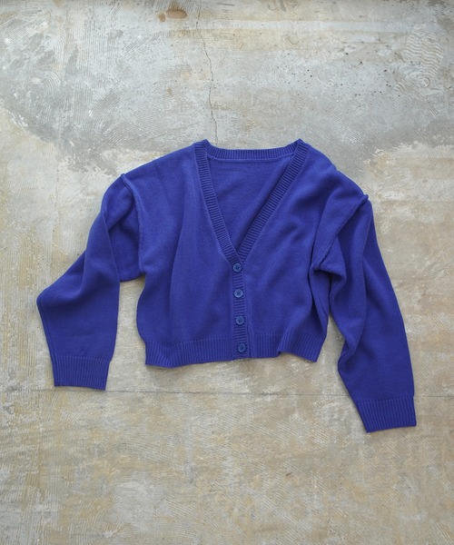 Lull(ルル)の「【Lull / ルル】ショートVネックニットカーディガン(カーディガン/ボレロ・レディース・オレンジ/グリーン/ライム/ブルー/パープル/ブラック・ONESIZE)」の13枚目の写真