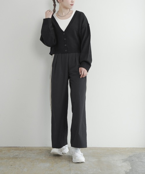 Lull(ルル)の「【Lull / ルル】ショートVネックニットカーディガン(カーディガン/ボレロ・レディース・オレンジ/グリーン/ライム/ブルー/パープル/ブラック・ONESIZE)」の16枚目の写真