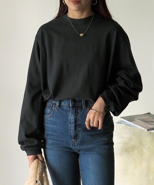 Riberry（リベリー）の「ラウンドヘムシンプルロンT（Tシャツ/カットソー・レディース・オフホワイト/スミクロ・FREE）」の2枚目の写真