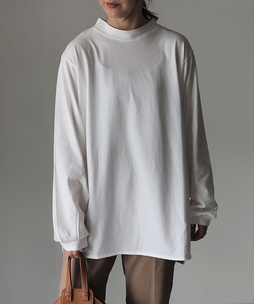 Riberry（リベリー）の「ラウンドヘムシンプルロンT（Tシャツ/カットソー・レディース・オフホワイト/スミクロ・FREE）」の5枚目の写真