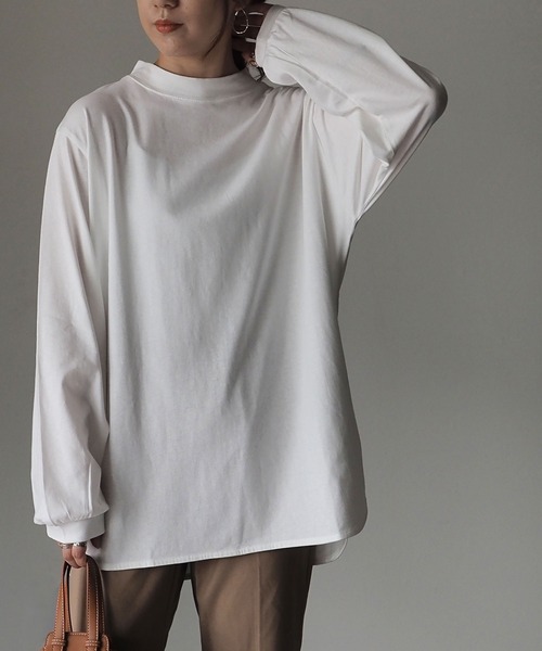 Riberry（リベリー）の「ラウンドヘムシンプルロンT（Tシャツ/カットソー・レディース・オフホワイト/スミクロ・FREE）」の10枚目の写真