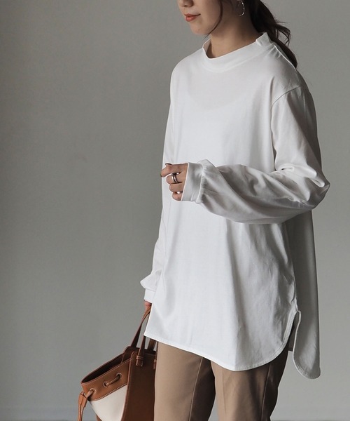 Riberry（リベリー）の「ラウンドヘムシンプルロンT（Tシャツ/カットソー・レディース・オフホワイト/スミクロ・FREE）」の3枚目の写真