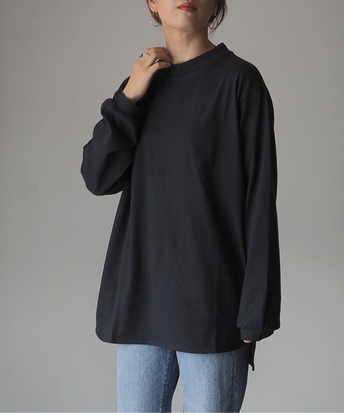 Riberry（リベリー）の「ラウンドヘムシンプルロンT（Tシャツ/カットソー・レディース・オフホワイト/スミクロ・FREE）」の9枚目の写真