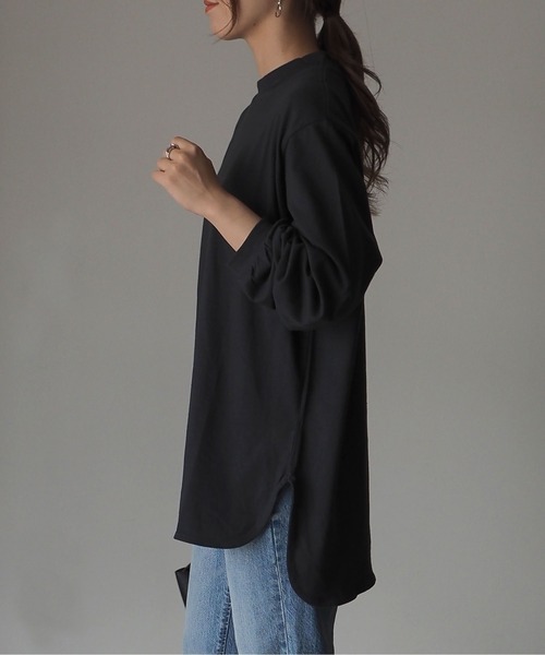 Riberry（リベリー）の「ラウンドヘムシンプルロンT（Tシャツ/カットソー・レディース・オフホワイト/スミクロ・FREE）」の7枚目の写真