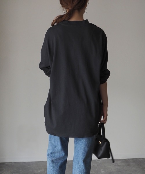 Riberry（リベリー）の「ラウンドヘムシンプルロンT（Tシャツ/カットソー・レディース・オフホワイト/スミクロ・FREE）」の8枚目の写真