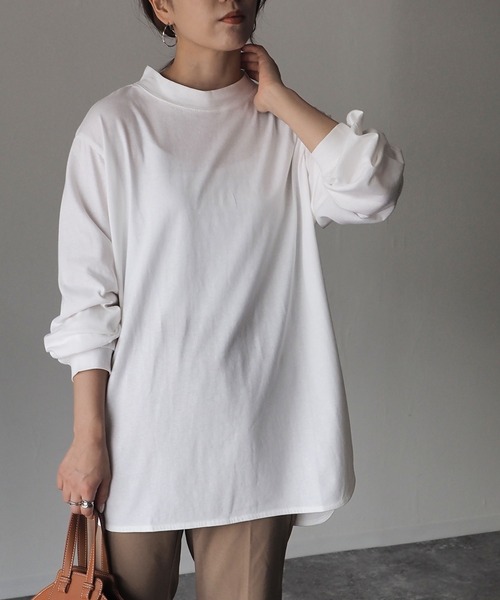 Riberry（リベリー）の「ラウンドヘムシンプルロンT（Tシャツ/カットソー・レディース・オフホワイト/スミクロ・FREE）」の19枚目の写真