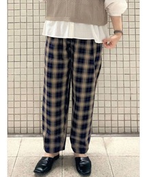 Samansa Mos2 blue | チェック柄イージーパンツ(その他パンツ)