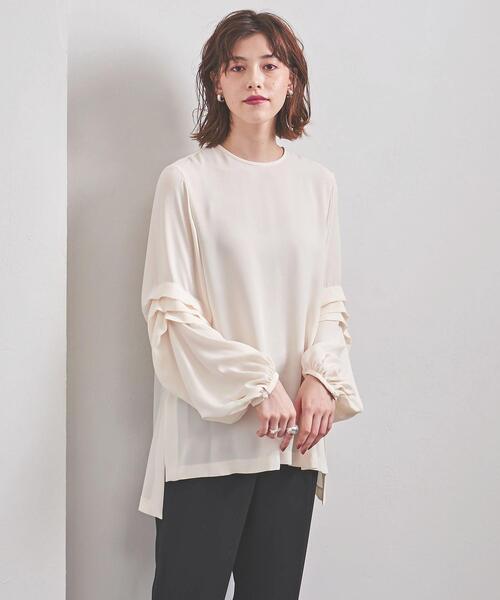 FLICKA(フリッカ)の「<FLICKA(フリッカ)>PL タックスリーブ ブラウス(シャツ/ブラウス・レディース・オフホワイト/ネイビー・0)」の6枚目の写真