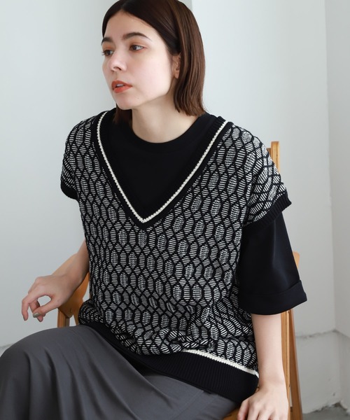 niko and...（ニコアンド）の「洗える2WAYチルデン風ベスト（ベスト・レディース・ブラック/ベージュ・FREE）」の2枚目の写真