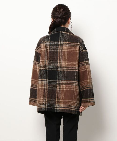 Fashion Letter（ファッションレター）の「チェック柄ミドル丈ダブルジャケット（チェスターコート・レディース・ベージュ/ブラウン・M/L）」の11枚目の写真