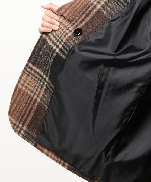 Fashion Letter（ファッションレター）の「チェック柄ミドル丈ダブルジャケット（チェスターコート・レディース・ベージュ/ブラウン・M/L）」の12枚目の写真