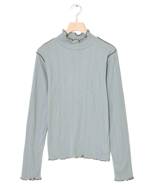 w closet（ダブルクローゼット）の「ランダムテレコハイネックプルオーバー（Tシャツ/カットソー・レディース・ブラック/サックスブルー/オフホワイト・FREE）」の4枚目の写真