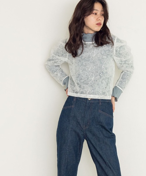 w closet（ダブルクローゼット）の「ランダムテレコハイネックプルオーバー（Tシャツ/カットソー・レディース・ブラック/サックスブルー/オフホワイト・FREE）」の19枚目の写真