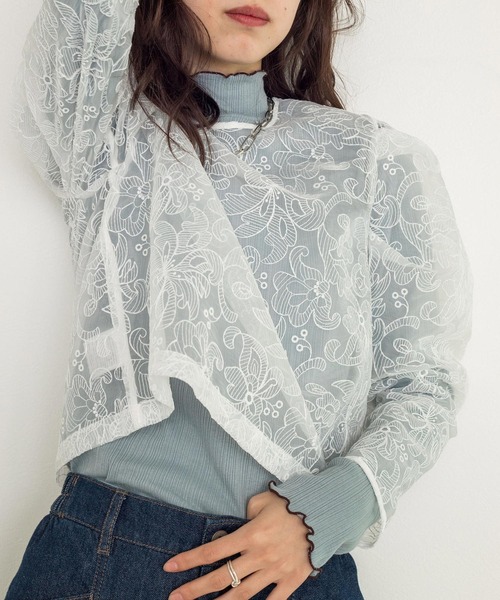 w closet（ダブルクローゼット）の「ランダムテレコハイネックプルオーバー（Tシャツ/カットソー・レディース・ブラック/サックスブルー/オフホワイト・FREE）」の17枚目の写真