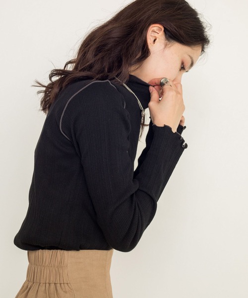 w closet（ダブルクローゼット）の「ランダムテレコハイネックプルオーバー（Tシャツ/カットソー・レディース・ブラック/サックスブルー/オフホワイト・FREE）」の15枚目の写真