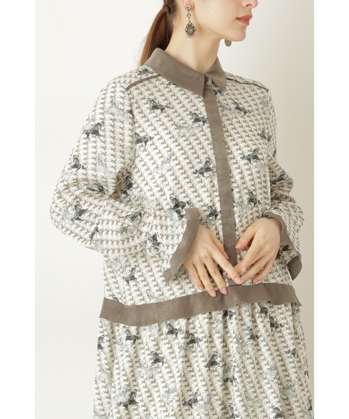 JILL STUART（ジルスチュアート）の「◆フィリーワンピース（シャツワンピース・レディース・カーキ/ボルドー・2/0）」の4枚目の写真