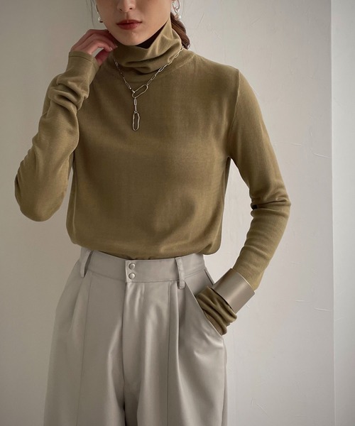 &g'aime（アンジェム）の「【&g’aime】タートルネックニット（ニット/セーター・レディース・ブラック/グレイッシュベージュ/テラコッタ/カーキ/ダークブルー/ブラウン・FREE）」の22枚目の写真