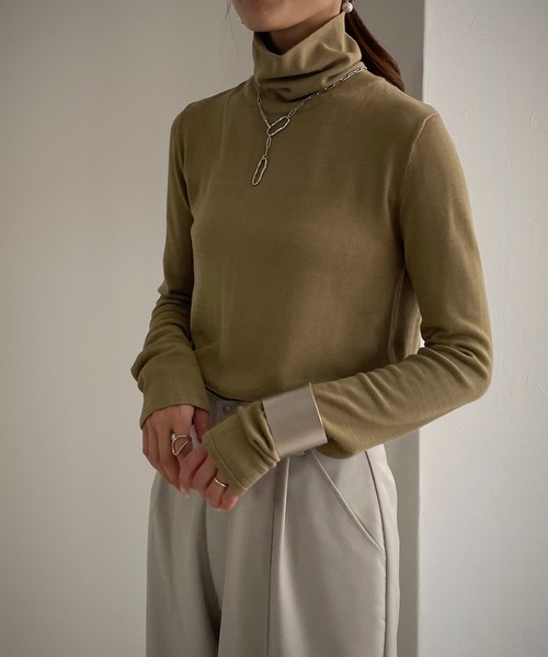 &g'aime（アンジェム）の「【&g’aime】タートルネックニット（ニット/セーター・レディース・ブラック/グレイッシュベージュ/テラコッタ/カーキ/ダークブルー/ブラウン・FREE）」の16枚目の写真