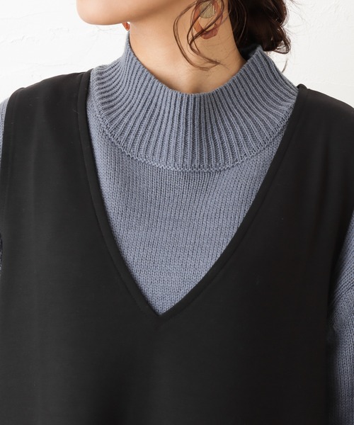 NAVY（ネイビー）の「ポンチ素材 ハンサムスウェット ジャンパースカート（ジャンパースカート・レディース・ブラック/ブラウン・フリー）」の14枚目の写真