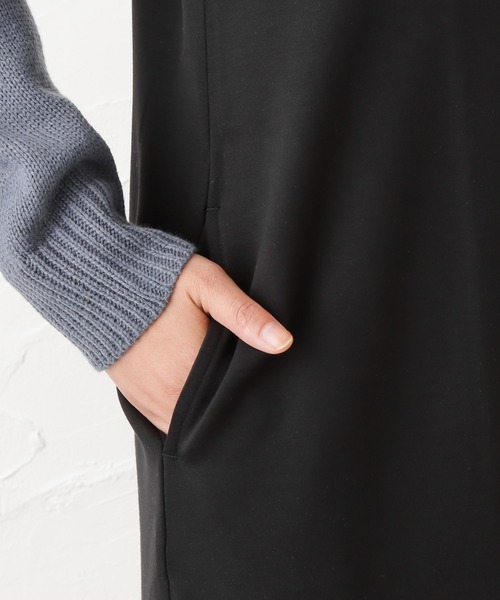 NAVY（ネイビー）の「ポンチ素材 ハンサムスウェット ジャンパースカート（ジャンパースカート・レディース・ブラック/ブラウン・フリー）」の22枚目の写真