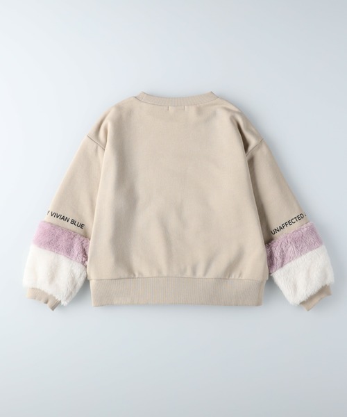 VIVIAN BLUE（ビビアンブルー）の「【VIVIAN BLUE】袖フェイクファースウェット（スウェット・キッズ・ライム/ベージュ・120/140/155/130）」の12枚目の写真