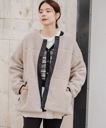 niko and... | WARM BOAクルーネックボアジャケット(ノーカラージャケット)