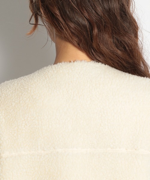 niko and...（ニコアンド）の「WARM BOAクルーネックボアジャケット（ノーカラージャケット・レディース・グレー/クリーム/チャコール・MEDIUM/LARGE）」の16枚目の写真
