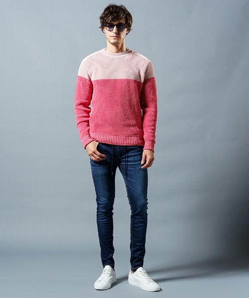 wjk bicolor knit　バイカラー ニット 新品 ピンク Mサイズ wjk bicolor knitバイカラー ニット 新品 ピンク Mサイズ