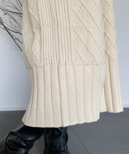 CAPRICIEUX LE'MAGE（カプリシューレマージュ）の「ダイヤケーブルチュニック（ワンピース・レディース・ブラック/イエロー/アイボリー・FREE）」の12枚目の写真