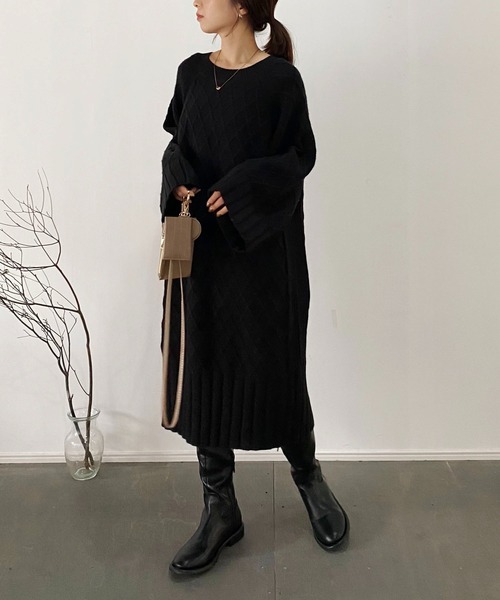 CAPRICIEUX LE'MAGE（カプリシューレマージュ）の「ダイヤケーブルチュニック（ワンピース・レディース・ブラック/イエロー/アイボリー・FREE）」の13枚目の写真