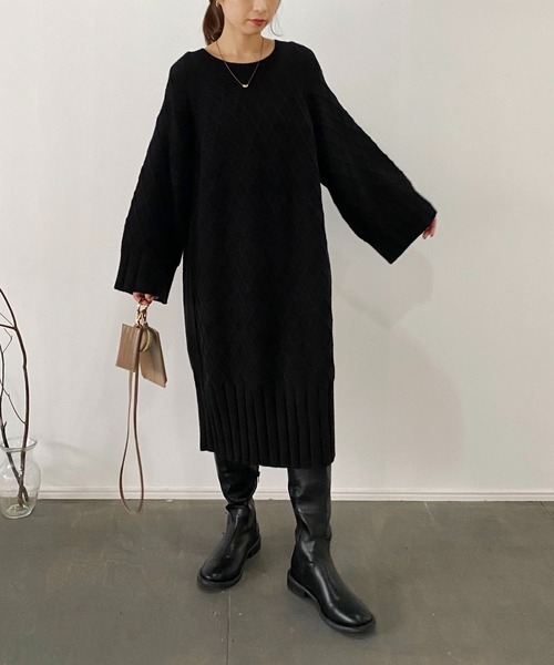 CAPRICIEUX LE'MAGE（カプリシューレマージュ）の「ダイヤケーブルチュニック（ワンピース・レディース・ブラック/イエロー/アイボリー・FREE）」の21枚目の写真