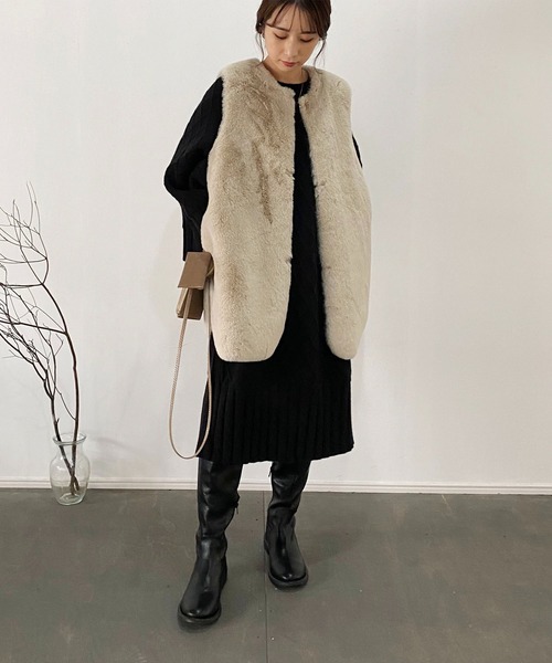 CAPRICIEUX LE'MAGE（カプリシューレマージュ）の「ダイヤケーブルチュニック（ワンピース・レディース・ブラック/イエロー/アイボリー・FREE）」の9枚目の写真