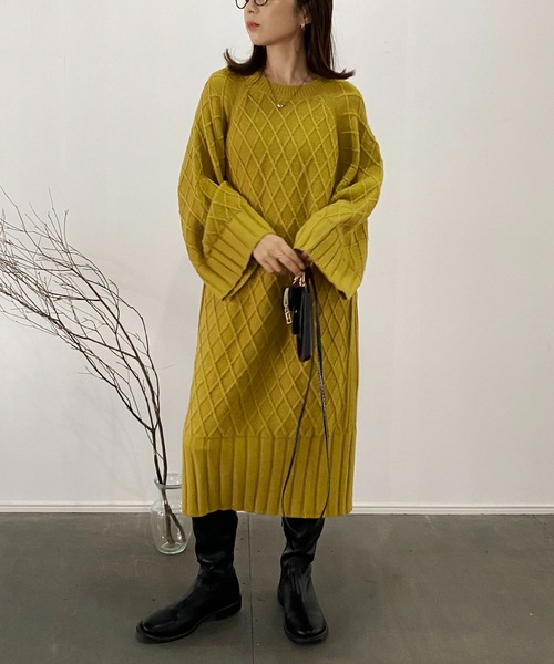 CAPRICIEUX LE'MAGE（カプリシューレマージュ）の「ダイヤケーブルチュニック（ワンピース・レディース・ブラック/イエロー/アイボリー・FREE）」の22枚目の写真