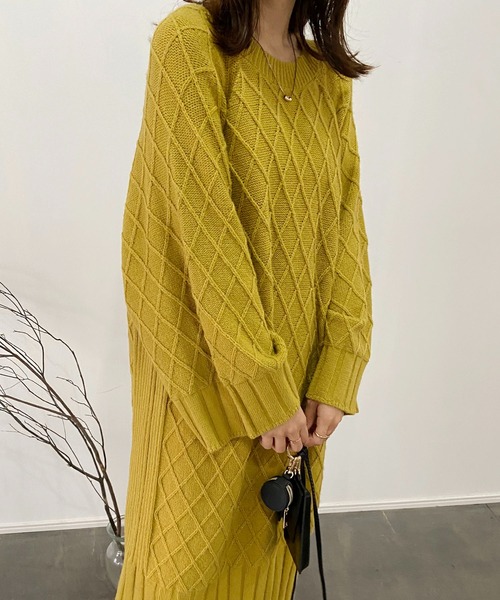 CAPRICIEUX LE'MAGE（カプリシューレマージュ）の「ダイヤケーブルチュニック（ワンピース・レディース・ブラック/イエロー/アイボリー・FREE）」の10枚目の写真