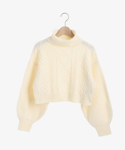 MAJESTIC LEGON(マジェスティックレゴン)の「ショートボリュームニット(ニット/セーター・レディース・アイボリー/ベージュ/ブラック/サンドベージュ/オフホワイト・SMALL/MEDIUM)」の2枚目の写真